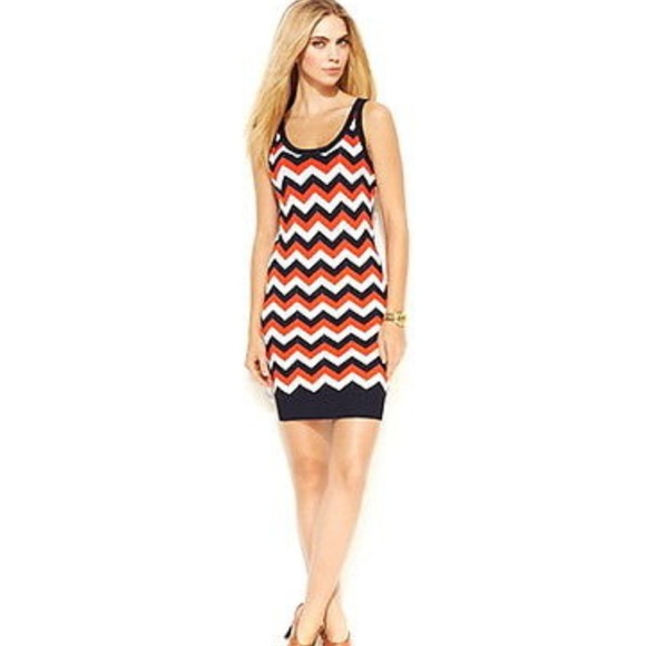 Michael Kors Sleeveless Chevron Sweater Dress - Picture 1 of 8